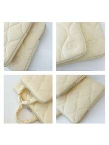 YOONI Korean INS Style Quilted Embroidered Laptop Bag, Minimalist IPad Sleeve With Handle For 9.7/10.2/11 Inch Tablets, 13/14 Inch Notebook Case, Portable Soft Inner Protective Pouch For School & Work Laptop Bag For Women Mac Book Case College Essentials Back To School Laptop Sleeve