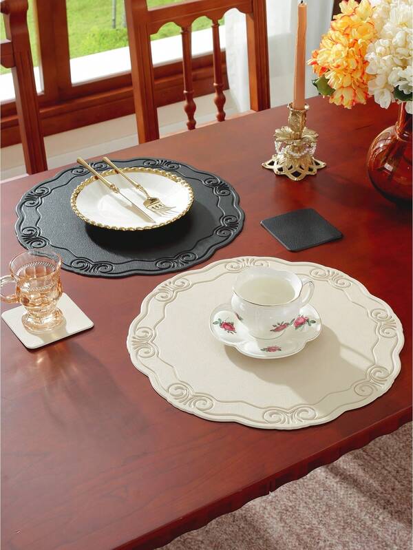 8/12pcs Hotel/Restaurant Placemats/Coasters Set, High-End Tablemats, Easy To Clean, Multi-Color Heat-Resistant Pads To Protect Tabletop, Suitable For Weddings, Parties, Home, Hotel, Kitchen, Festive Decoration