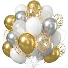40pcs White & Gold Balloon Set 10inch Latex Balloons, Suitable For Weddings, Anniversaries, Birthdays, Multipurpose Decoration For Home, Room Backdrop, Special Occasions