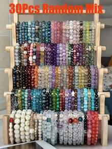 10/20/30Pcs Mixed Colorful Bohemian Handmade Glass Beads Bracelets Set For Women - Stackable Boho Bracelets For Daily Wear & Gifting - Multicolor - View 11