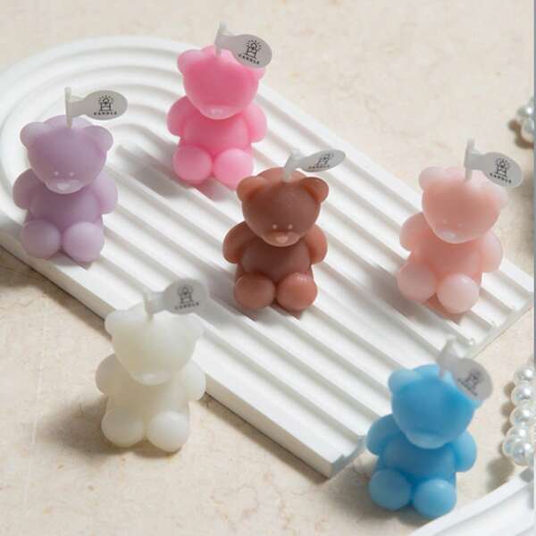 4 piezas de lindas velas aromáticas sin humo con forma de oso miniatura, perfumadas de larga duración para el dormitorio, regalo de cumpleaños para mujeres, velas aromáticas DIY hechas a mano, decoración del hogar e interiores con regalo de velas aromáticas