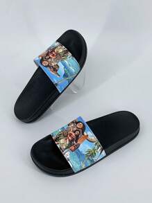 Disney Disney Men's Casual Minimalist Slide Sandals, Beach Slippers, Couples Shoes, Disney Shoes, Women's Sandals, White Sandals, Black Slippers, Men's Shoes, Bathroom Slippers, Suitable For Outdoor Wear And Indoor Home