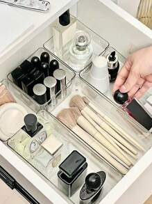 1/4/8PCS Transparent Plastic Cosmetic Storage Box, Stackable Drawer Partition, Used For Cosmetics, Office Supplies And Desktop Storage, Easy To Assemble, Freely Combined Desktop Organizer, Fashion Storage Solution, Durable Plastic Materials, Cosmetics Organizer, Bedroom Bathroom Accessories, Back-To-School Supplies, Holiday Gifts.