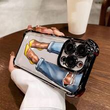 Funda de Teléfono Jeans Girl para 16 15 14 13 12 11 Pro X XR XSMAX 8 Plus, a prueba de golpes, transparente, cubierta trasera suave - Colores mixtos - Ver 2