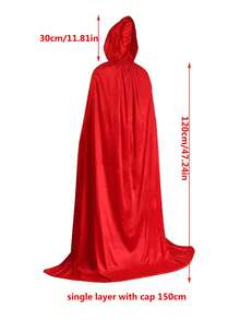 万圣节连帽斗篷披风，单层，尺寸可选120厘米/150厘米/170厘米/195厘米/215厘米，适合成人扮演女巫、吸血鬼、巫师、恶魔等角色，可用于万圣节、化装舞会、派对、夜店等场合。 - 彩色 - 查看 30