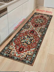 1件装波西米亚风厨房地毯，现代速干小地毯，可水洗门垫，舒适床边地毯，走廊地毯，防滑吸水厨房垫，适用于地板，站立舒适垫，跑步垫，派对家居装饰地毯，酒红色 - 彩色 - 查看 4