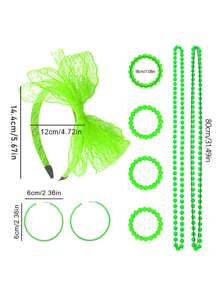 Forever & Moment 8 件套 80 年代女士服装配饰套装仿珍珠项链手链圆形耳环蕾丝蝴蝶结发带婚礼化妆舞会节日装饰礼物万圣节 - 多色 - 查看 2