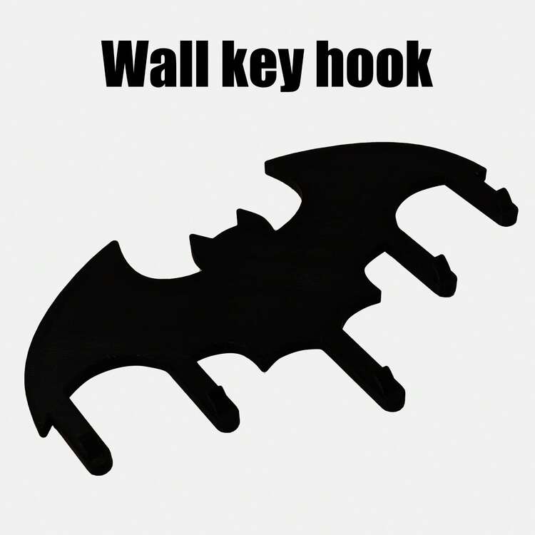 Gancho de pared con murciélago impreso en 3D - Decoración gótica de Halloween con llave funcional y colgador de joyas, organizador de estantes con forma de murciélago lindo, cómodo y elegante / Tela transpirable, decoración de otoño - Negro - Añade 6