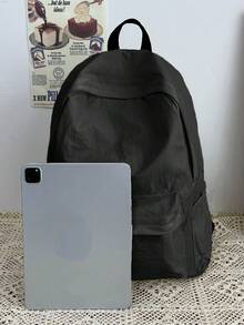 大容量纯色背包 - 黑色 - 查看 4