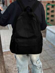 大容量纯色背包 - 黑色 - 查看 3
