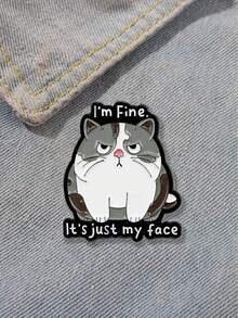 1Pc Cute Fat Cat Enamel Badge Interesting Quotes Brooch Collar Badge Backpack Clothing Accessories Animal Jewelry Friends Gift Office Accessories Shirts Jacket Halloween Clothes Pin Funny Teacher Gifts Halloween Accessories Teachers Day Costume Accessories Bag Charms Christmas - Multicolor - View 2