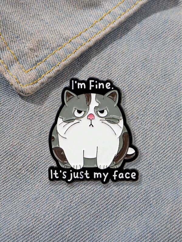1Pc Cute Fat Cat Enamel Badge Interesting Quotes Brooch Collar Badge Backpack Clothing Accessories Animal Jewelry Friends Gift Office Accessories Shirts Jacket Halloween Clothes Pin Funny Teacher Gifts Halloween Accessories Teachers Day Costume Accessories Bag Charms Christmas
