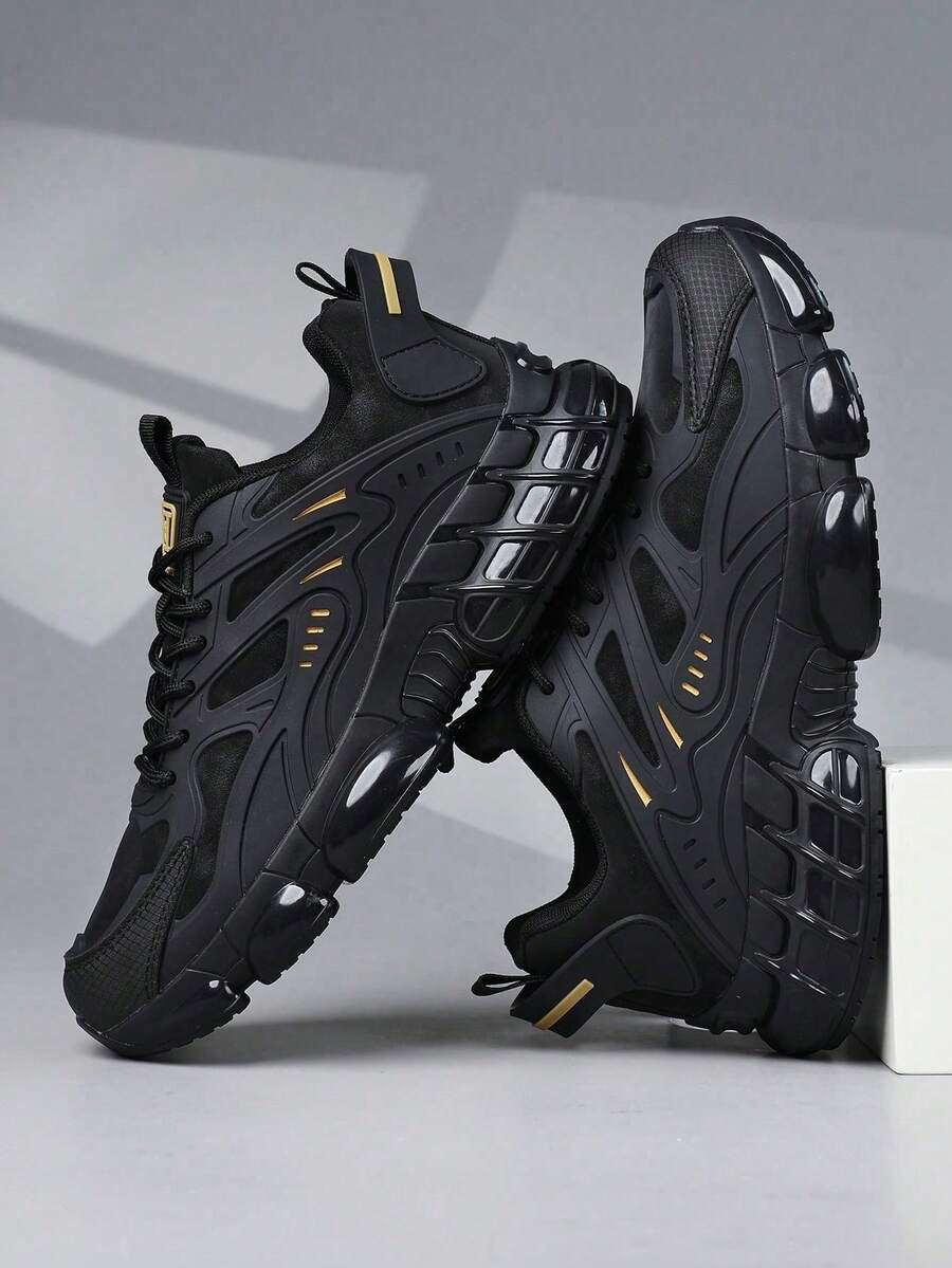 男女通用复古休闲运动训练鞋，学生户外运动鞋，男士户外跑步鞋 - 黑色 - 查看 1