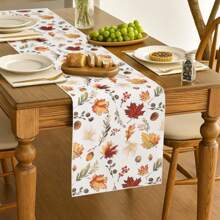 1 Stück Tischläufer mit Blattdruck für Thanksgiving, Ahorn-Blatt Landhausstil Dekoration für Küchentisch, geeignet für Wohnzimmer, Innen-/Außenbereich, Familientreffen