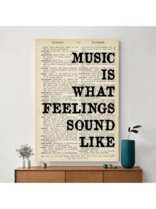 1 Stück, bedruckter Musikzitat-Leinwanddruck - Rahmenlos für Wand-Kunst in Wohnzimmer, Schlafzimmer, Restaurant, Badezimmer, Büro und mehr - zeitgenössische Heimdekoration Geschenk - "Musik ist der Klang des Gefühls"