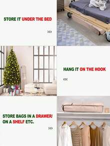 1pc Packaging Paper Storage Bag, Gift Wrapping Paper Organizer, Black Oxford Cloth Packaging Paper Storage Box With Pocket, Foldable Packaging Paper Rack, Home Storage & Organization Supplies - Beige - View 7