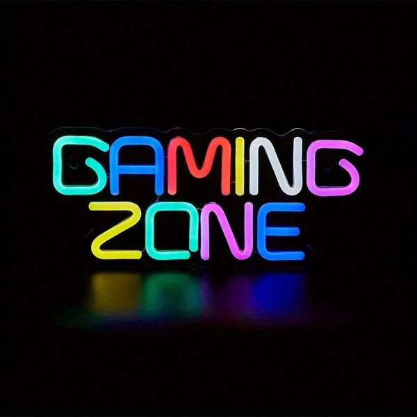 GAMING ZONE Neonlicht - Beleuchte deine Gaming-Ecke, fördere die Atmosphäre sofort! Drücke den Powerknöpf, Neone Lichter werden dich für deine Spiele-Sitzung begleiten | Drehe deinen Gamingraum in ein Cyberpunk-Kampffeld. Muss für Gamer haben! Neones Licht, erleuchtee deine epischen Gamingmomente, ein unverzichtbares Foto-Aufkleber.