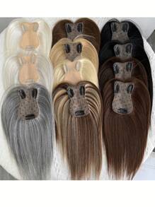 7x11厘米女士真人发夹式侧刘海直发接发片，优雅款式，多种颜色可选，增加稀疏头发的蓬松度和长度，夹式固定，逼真头皮效果