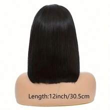 Bangs Human Hair 180 Density 2x1 Straight Short Bob Wig Human Hair Glueless Realistic Look HD Lace Human Hair Bang Bob Wig - Natural Black - View 10
