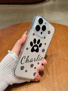 1 pieza Funda de teléfono personalizable con huella de pata de mascota, TPU transparente anti-caídas, cumple con las necesidades personalizadas del cliente, compatible con modelos A05, A04, A11, A24, A25, A26, A33, A12, A13, A14, A15, A52, A54, A55, S23 Ultra, S24 Ultra, A52S y modelos Apple 16 Pro Max, 16 Pro, 15 Pro Max, 14 Pro Max, 13 Pro Max, 13 Pro, 15 Pro. Amado por entusiastas de las mascotas, de moda, colorido, lindo, sencillo, un regalo único para amigos y fines conmemorativos