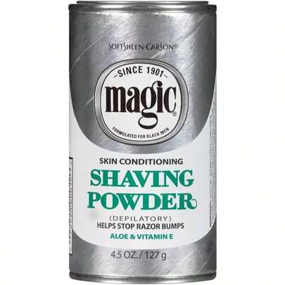 SoftSheen-Carson Magic Razorless Shaving For Men, Magic Skin Conditioning Shaving Powder, With Vitamin E And Aloe, Formulated For , Depilatory, Helps Stop Razor Bumps, 45 Oz