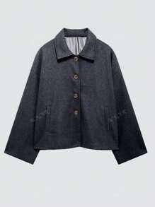 Women's Fashionable And Casual French Style Design Single Breasted Short Style With A Loose Collar Woolen Coat