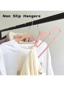 Premium Velvet Hangers 50 Pack Heavy Duty - Non-Slip - Velvet Suit Hangers Light Pink - Rose Gold Swivel Hook, Space Saving Hangera ,Suitable For Home Storage And As A Party/Holiday Gift - 粉色 - 查看 8