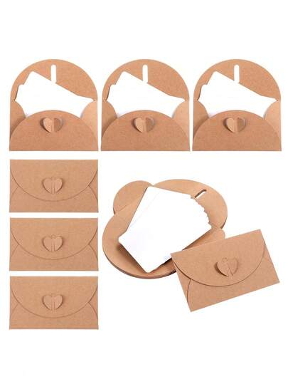 50 sets Mini sobres con tarjetas en blanco, set de sobres de papel kraft, para tarjetas de regalo, regalos de boda, tarjetas de felicitación, tarjetas de visita, suministros para fiesta de graduación, sobre para dar las gracias