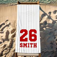 Striped Personalized Baseball Beach Towel, Custom Baseball Team Gifts, Baseball Trip Gifts, Baseball Pool Towel Gift, Baseball Player Gifts - Multicolor - View 8