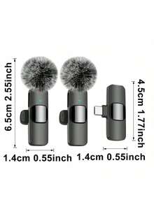 无线领夹式麦克风,兼容 和 iPad Type-C 接口,即插即用,2.4G 超低延迟,内置降噪芯片,适用于视频录制、采访、播客和 Vlog,配备 50mAh 可充电电池 - 黑色 - 查看 5