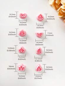 Autumn Mini Leaf Shaped Soft Clay Cutter, Suitable For Thanksgiving, Leaf Pattern Embossing Mold, Soft Clay Earring Cutter, Soft Clay Earring Stamp Making Tool, Soft Clay Jewelry Making Set, Soft Clay Earring Mold - Pink - View 5