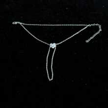 1 pieza Pulsera de dedo con conexión de color dorado y rhinestones, joyería elegante y de moda para mujer, cadena de mano para novia