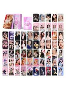 bandai 92 piezas Tarjetas LOMO (60 tarjetas + 32 pegatinas) Tarjetas de fotos de alta definición de Lisa, Jennie, Rose, Jisoo, nuevo álbum KPOP, fotos de firma periféricas, tarjetas de ídolos, tarjetas de apoyo a los fans, colección esencial, adecuadas para regalos sorpresa en fiestas de cumpleaños, empaquetadas como regalo para niñas
