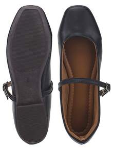 Women's Doll Shoes With Buckle Closure And Flat Heel Women's Basic Mary Janes Style Flats - 黑色 - 查看 5