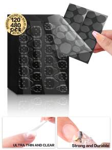 BRIDGESOUND 480 贴纸/20 张，360 贴纸/15 张，240 贴纸/10 张，120 贴纸/5 张，升级版黑色薄膜 16 片固化指甲贴纸，强力双面胶指甲凝胶，UV 凝胶指甲油，DIY 美甲，持久耐用，需要固化。 - 無色 - 查看 1