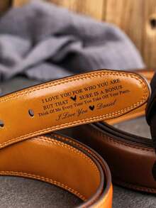 Custom Leather Belt For Dad, Engraved Men's Belt, Personalized Gift For Boyfriend, Christmas Gift For Dad, Valentines Day Gift For Husband - Belt - View 2
