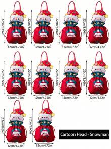 1 pieza/5 piezas/10 piezas Bolsas de regalo de Navidad, Bolsa de regalos de Papá Noel, Bolso de muñeco de nieve navideño, bolsas de Apple para regalo en Nochebuena, Empaque de frutas navideñas, Regalos para dulces, Recuerdos decorativos