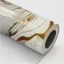 2 Rolls Glossy Marble Effect Self-Adhesive Wallpaper, Full-Coverage Decorative Wall Stickers, Home Renovation Foam Wallpaper, Suitable For Living Rooms, Bathrooms, Kitchens And Dormitories. 40cm*3m / 15.75 Inches*118.11 Inches. - Multicolor - View 9