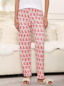 بنطلون بيجامة نسائي مطبوع بصورة القرد، مناسب للارتداء في المنزل وأيام الهالوين والكريسماس والخريف