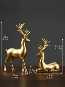 2pcs Christmas Deer/Golden Swan Ornaments, Resin Animal Statue Arts And Crafts, Home Decoration Ornaments, Living Room Desktop, Office Desktop Layout, Winter Christmas And New Year Decoration Best Gift Birthday.