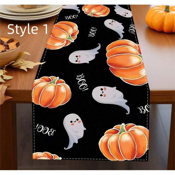 1pc Linen Table Flags Original Halloween Pumpkin Ghost Home Dining Room Dining Table Indoor And Outdoor Holiday Decoration Table Flags Halloween Supplies