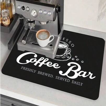1pc Coffee Machine Countertop Drip Mat, Waterproof Absorbent Pad For Water Dispenser, Coffee Bar Mat, Heat-Resistant Coaster, Anti-Oil Table Mat, Coffee Bar Accessory, Suitable For Countertop, Super Absorbent Non-Slip Silicone Dish Drying Mat, Applicable To Kitchen Countertop Drip Mat, Decorative Gift, Suitable For Coffee Machine, Coffee Pot, Espresso Machine (Manual Measurement May Have Errors), Halloween, Christmas And Other Holiday Gifts.