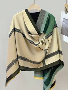 1 件女士超大仿羊绒加厚保暖围巾，适合外出、约会、休闲用餐，秋冬高端优质围巾/披肩二合一产品