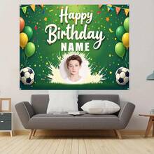 1 Piece, Personalized Soccer Prince Birthday Banner, Custom Photo And Name Poster, Sports-Themed Party Decorations, Entrance, Room, Garden, Cake Table Decorations, Available In Multiple Sizes. - Multicolor - View 6