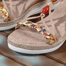 Summer Shoes For Women Covered,Rubber Women Casual Shoes,Flat Shoes For Women,2025 New Beach Shoes, Suitable For Outdoor Travel - 米白色新款 - 查看 7