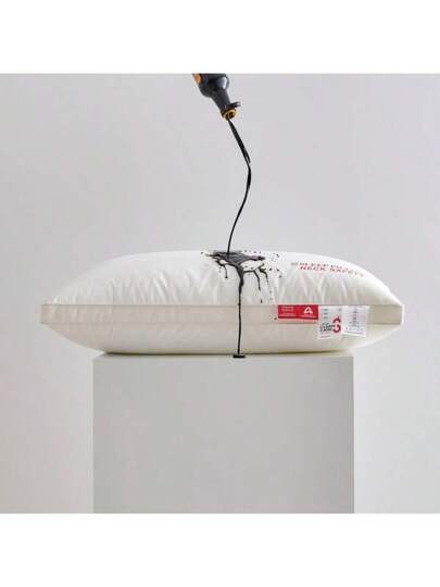 1pc Premium 5-Star Hotel 100% Cotton Waterproof Pillow, Oil And Stain Resistant, Fluffy And Supportive Neck Relaxing Luxury Bedroom Pillow For Home & Dorm view 5