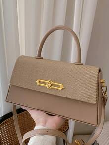 女士手提包，结构盒形，方形包，时尚优雅女士单肩包，粉色