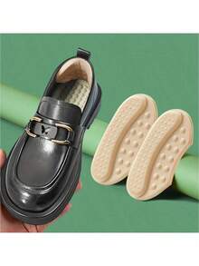 2pcs Self-Adhesive Heel Pads In Beige, Black And Brown - Hypoallergenic Polyester Fiber Anti-Slip And Blister Inserts For Oversized Shoes - Multicolor - View 10