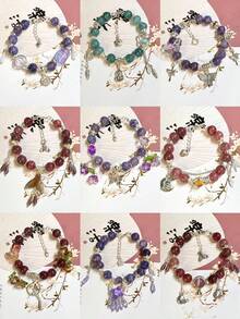 100pcs 8mm Simulated Jade Natural Stones, Agate, Color-Dyed Non-Fading Beads, Supplies For DIY Jewelry Making Such As Bracelets, Keychains, Necklaces, Crafts Decorations, Rich Colors To Inspire Your Creations - Multicolor - View 3