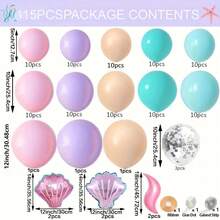 Bộ 115 bóng bay hình nàng tiên cá, gồm bóng bay màu hồng, tím và cam có đuôi nàng tiên cá hình vỏ sò, thích hợp cho tiệc chào đón em bé, tiệc sinh nhật công chúa nàng tiên cá cho bé gái và lễ kỷ niệm mùa hè, chủ đề đại dương - Nhiều màu - Xem 2